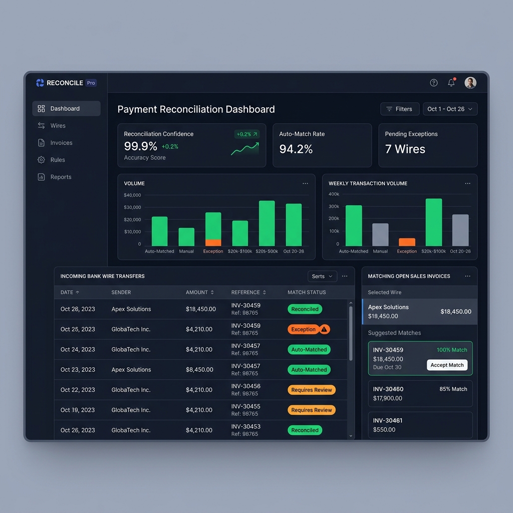 FinFlow B2B Payment Reconciliation Ledger Dashboard