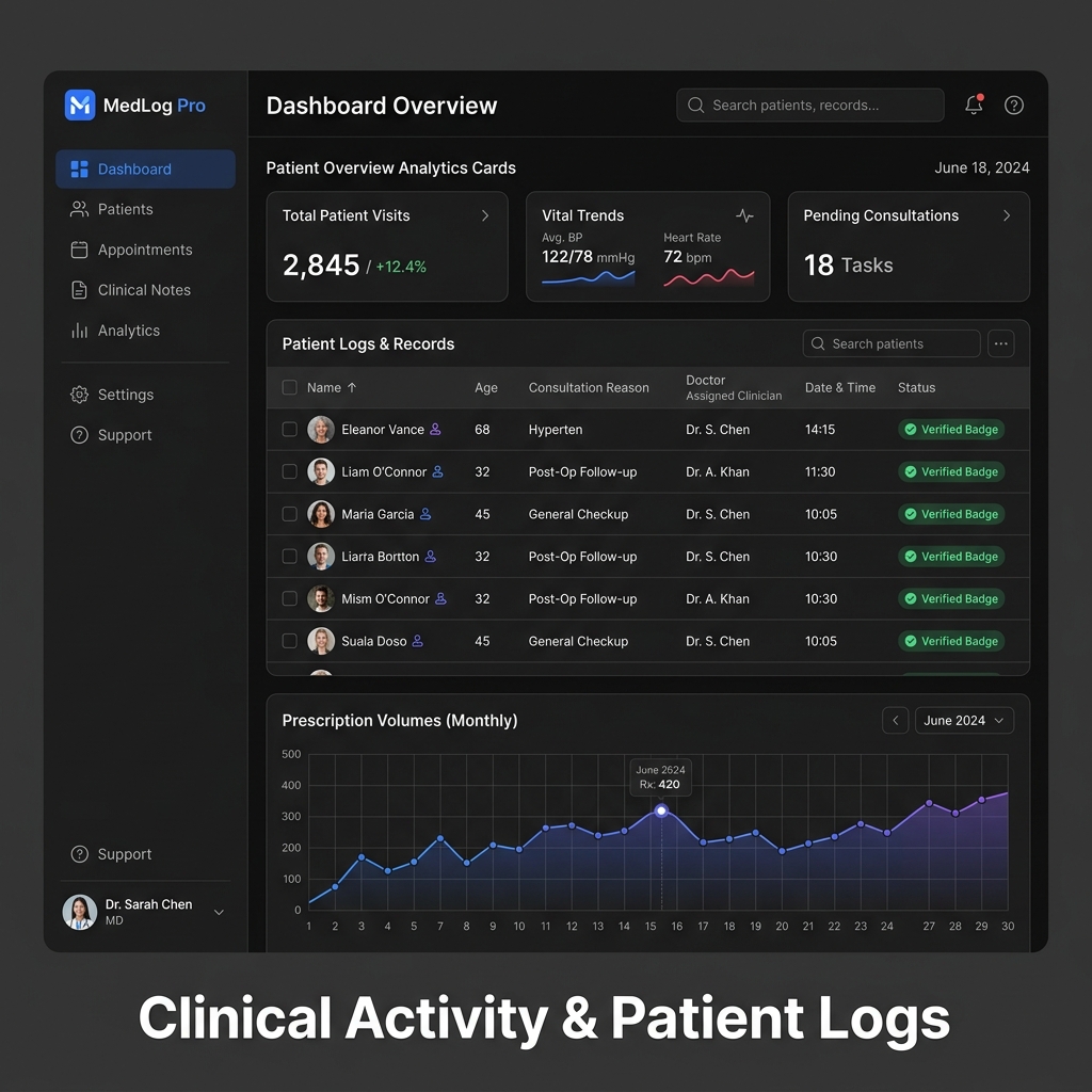 MediVault Clinical EHR Workspace Dashboard